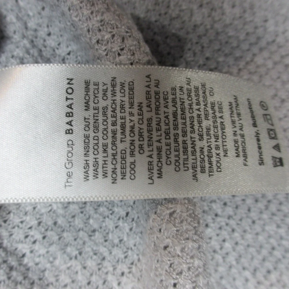 Aritzia Babaton Top Women Large Gray Excellent Waffle Knit V-Neck SWF0-1115-11
